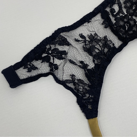 Agent Provocateur Nayeli SOIREE Gold Black Silk Suspender AP4 Large NWT $385 - Picture 9 of 11